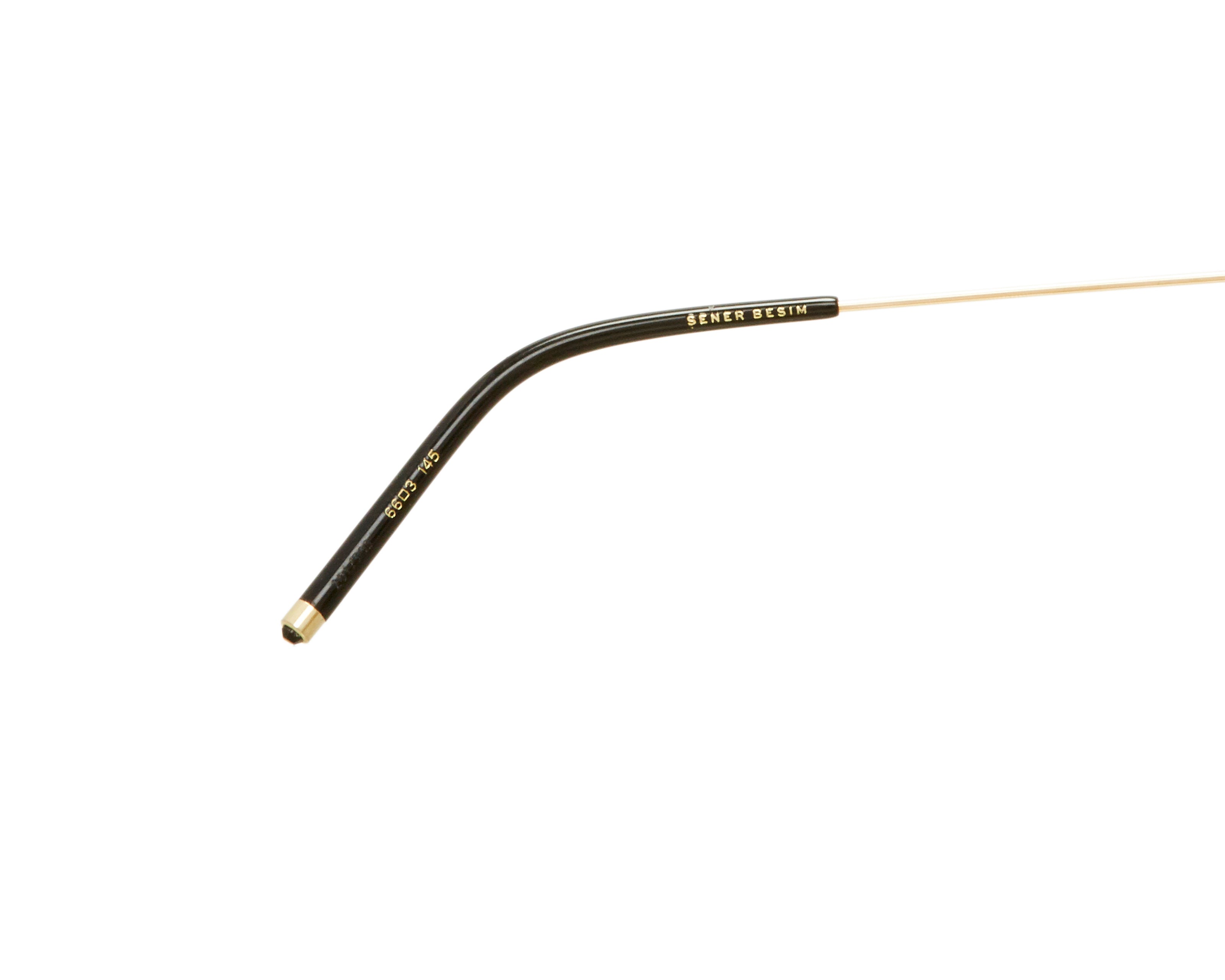 Şener Besim S2 sunglasses aurous graphite, titanium arm detail close up