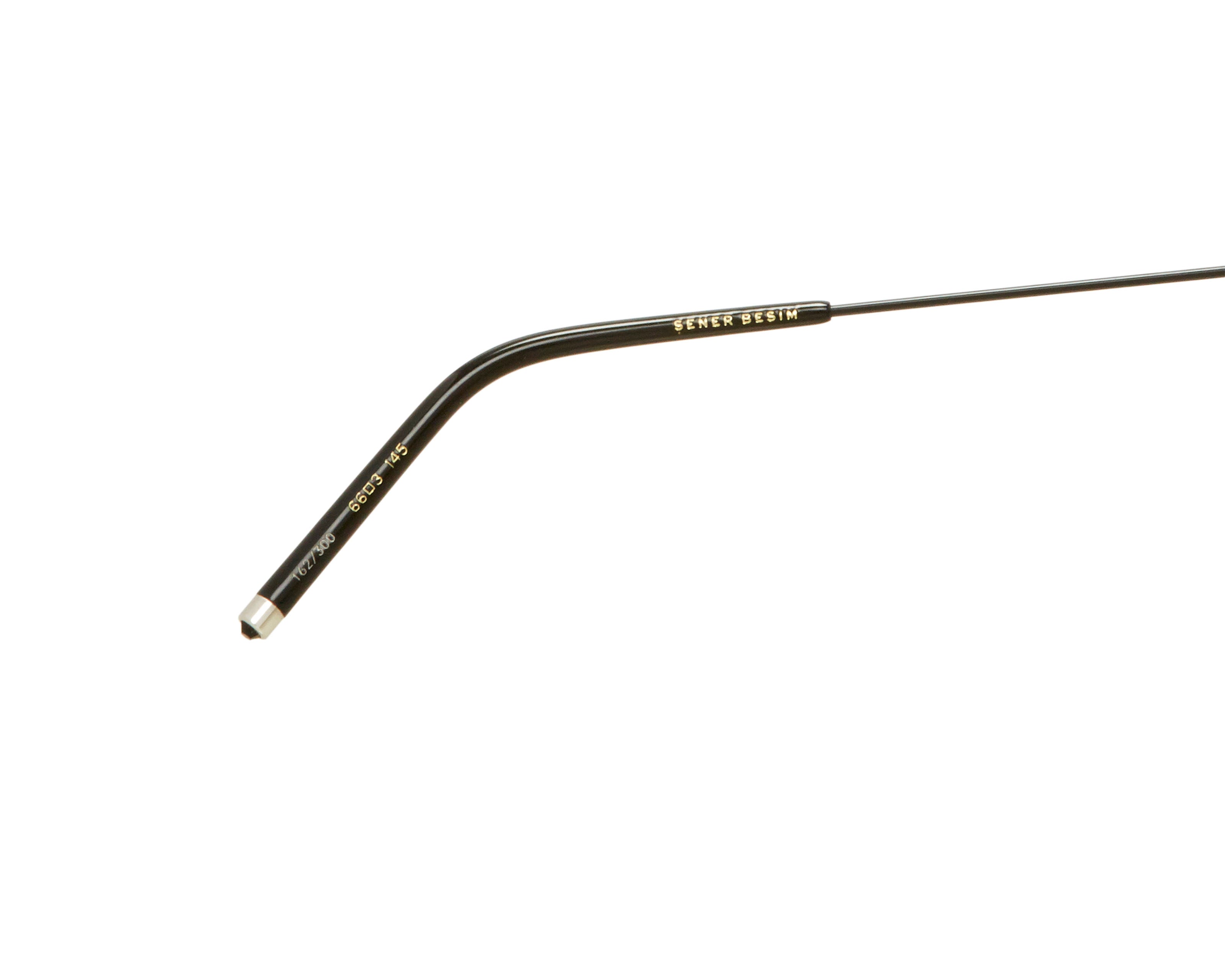 Şener Besim S2 sunglasses nero gold, titanium arm detail close up