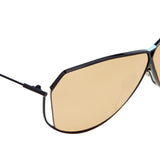 Şener Besim S2 sunglasses in nero gold, aviation grade titanium frame, flat lay