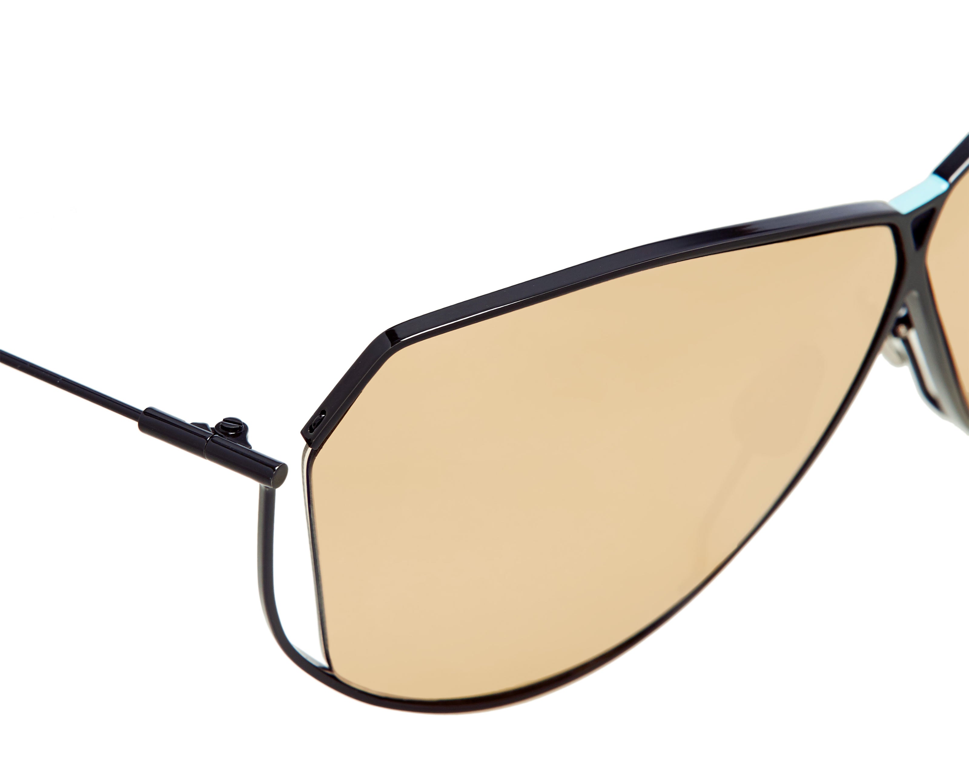 Şener Besim S2 sunglasses in nero gold, aviation grade titanium frame, flat lay