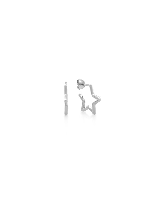 Small Star Hoops - Silver