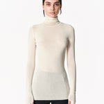 The Thumbhole Turtleneck in stretch fabric Ecru — Şener Besim