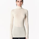 The Thumbhole Turtleneck in stretch fabric Ecru — Şener Besim