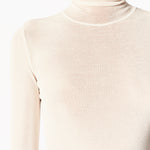 Semi-sheer stretch thumbhole turtleneck in white — Şener Besim
