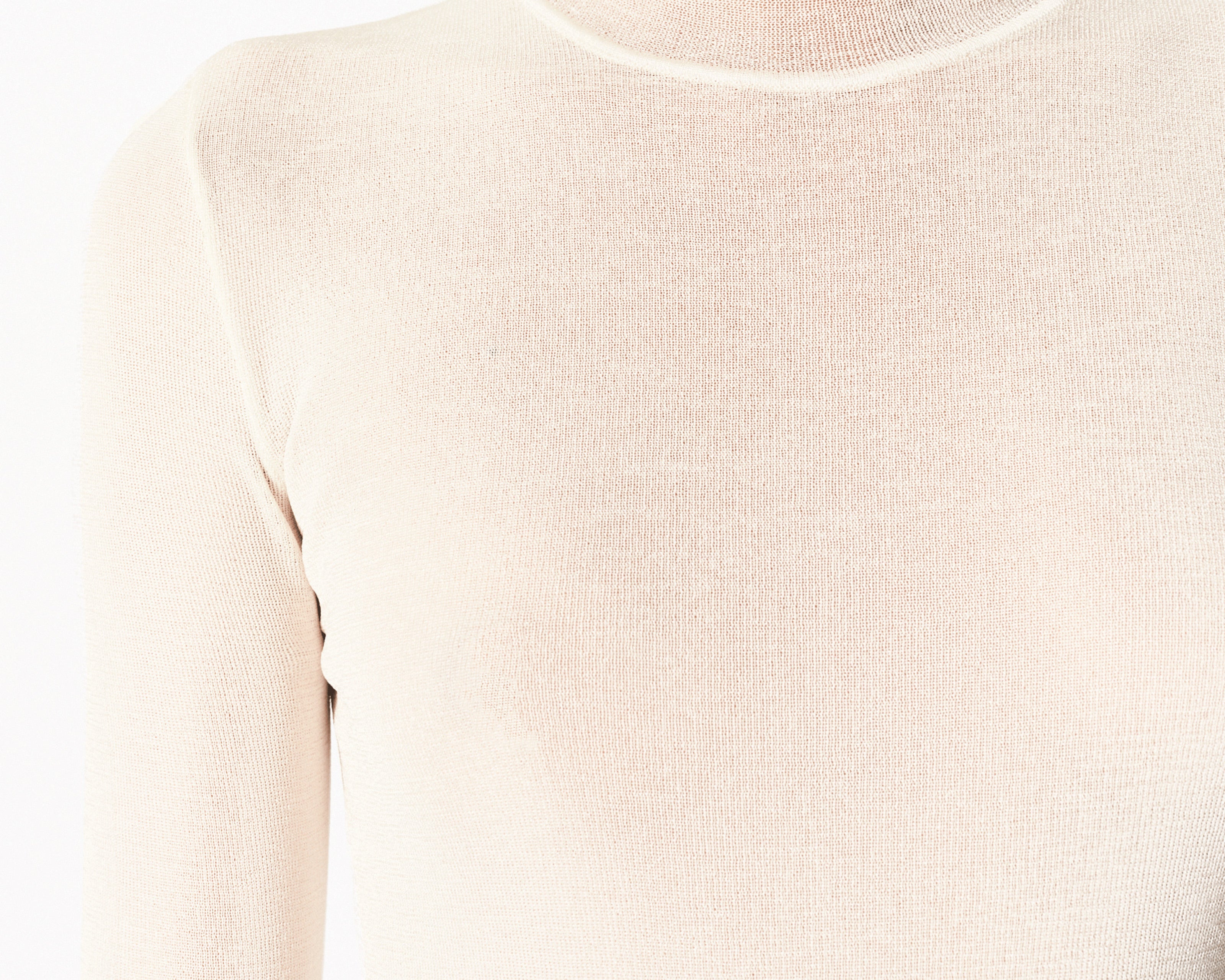 Semi-sheer stretch thumbhole turtleneck in white — Şener Besim