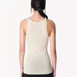 Twisted strap singlet ecru back view — Şener Besim