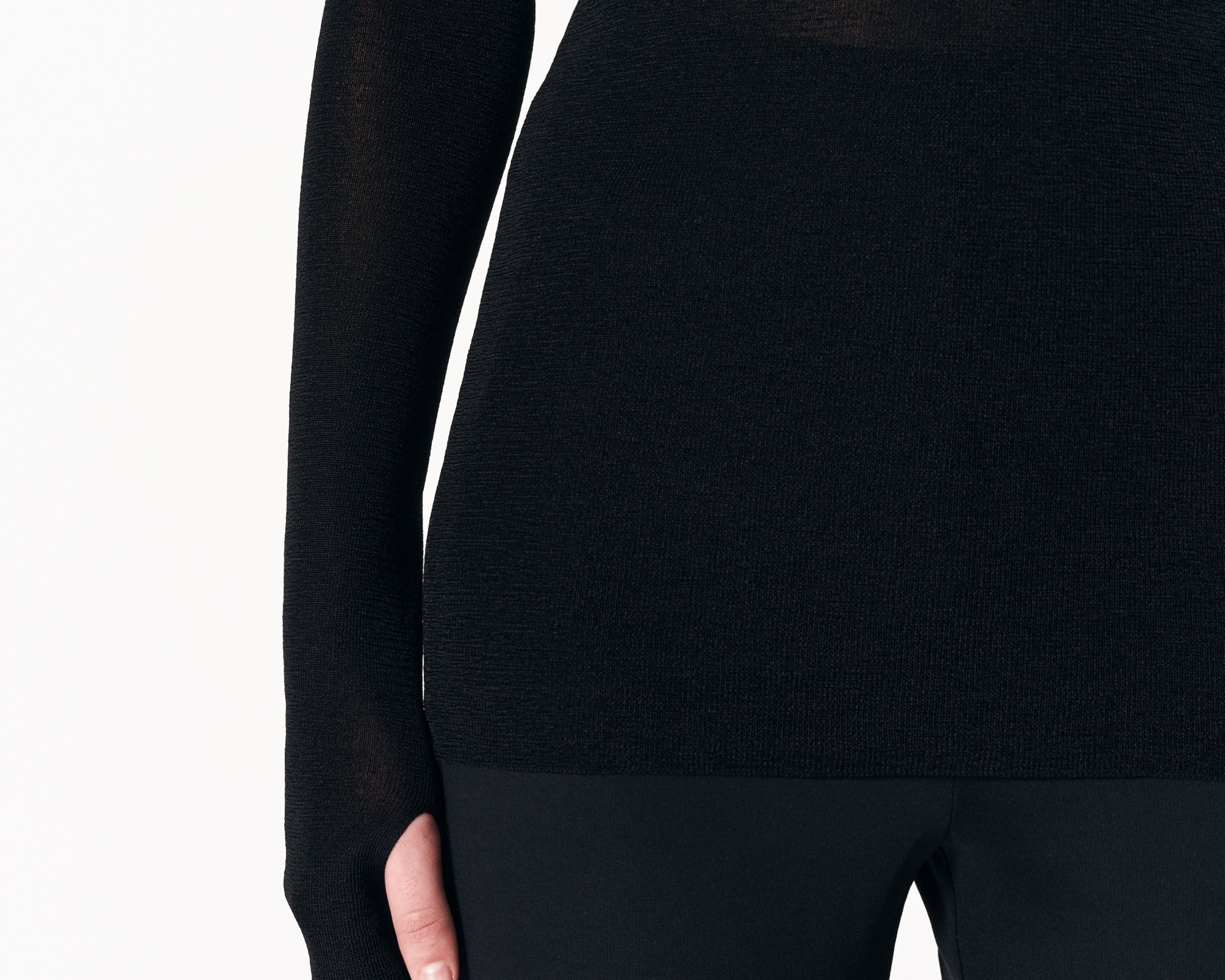 Turtleneck stretch knit in black — Şener Besim